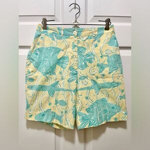 Lilly Pulitzer Vintage Shorts Aquatic Fish Size 4 Turquoise Blue Yellow Pockets